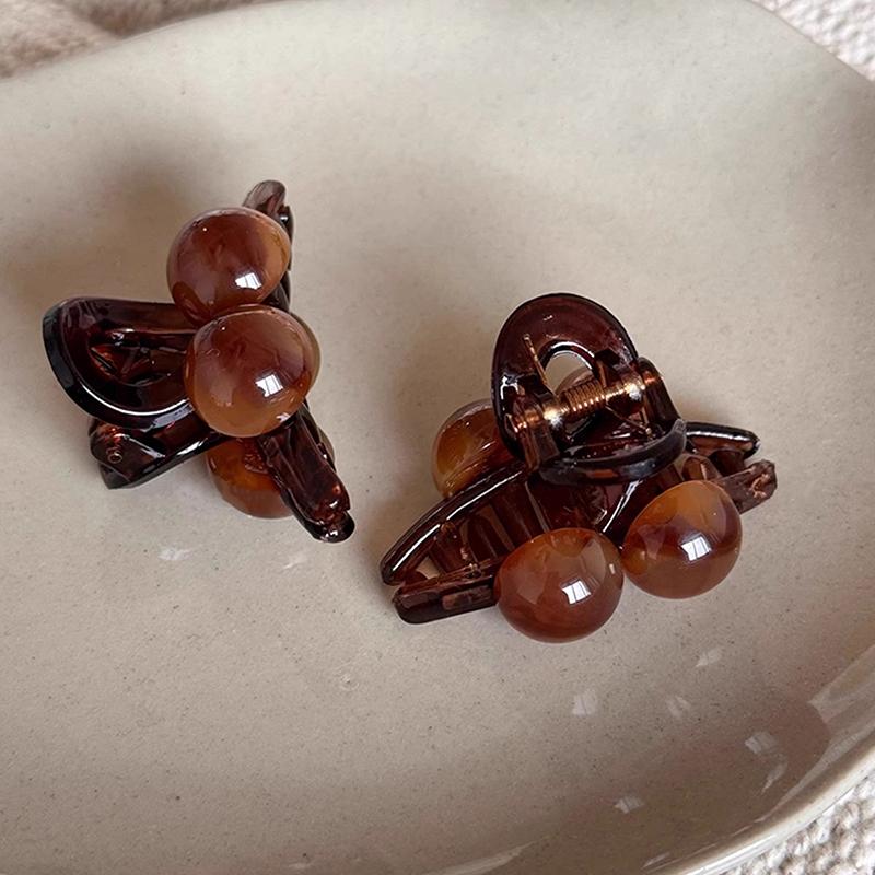 

Мини-заколка для волос с кофейными бусинами для женщин, вишневая маленькая заколка для волос, элегантные аксессуары для волос, милый головной убор