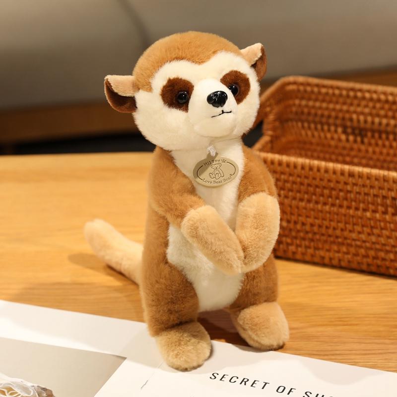 Lifelike Meerkat Plush Toy Soft Stuffed Wild Lemur Doll Cute Funny Anime Animal Desktop Pet for Kids Birthday Gift