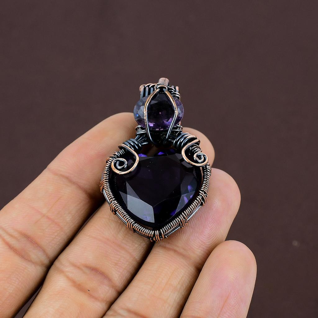Amethyst Handmade Copper Wire Wrap Gift Jewelry Pendant 1.97" l6z89