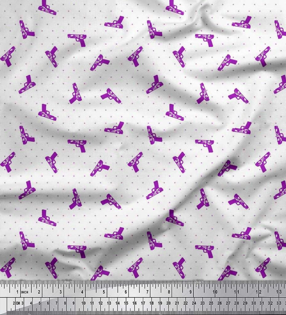 Soimoi Rayon Fabric Dot & Weapon Print Fabric by the Yard 42 Inch Wide