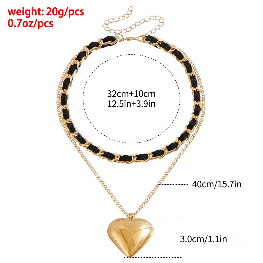 Temperament Flannel Chain Small Fragrant Wind Necklace, Exaggerated Three-dimensional Love Versatile Double-layer Necklace