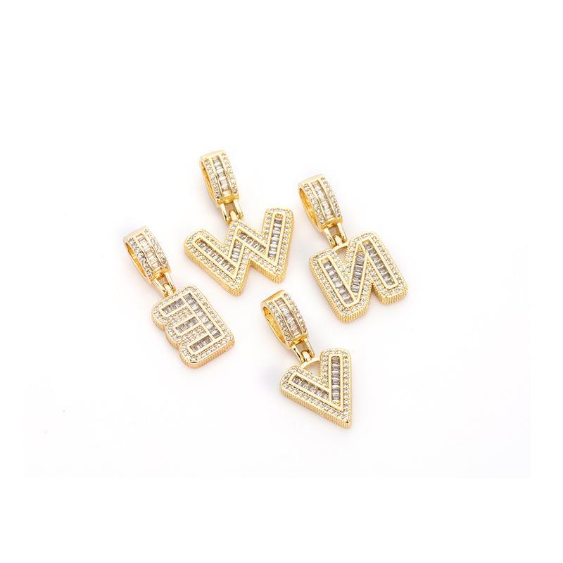 European & American Rock Candy Zircon Hip Hop Necklace with English Letter Pendant for Men