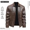 New leather jacket men's spring and autumn men's lapel jacket fashion top windproof casual large size tooling jacket
