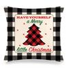 Christmas checkered pine theme Digital printing short plush pillow covers for car sofa office cushion cover home goods 60x60cm