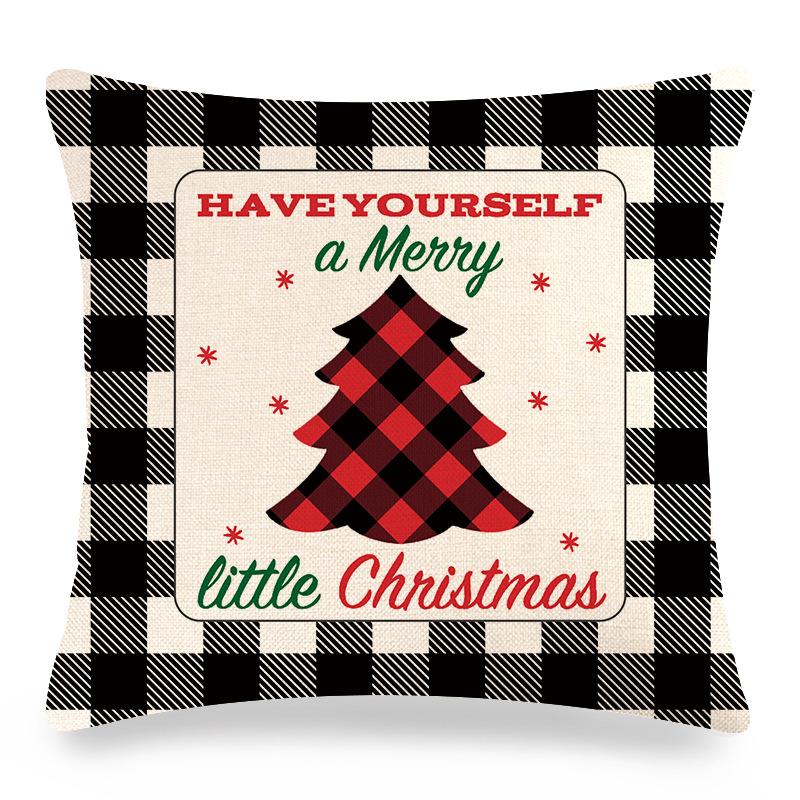Christmas checkered pine theme Digital printing short plush pillow covers for car sofa office cushion cover home goods 60x60cm