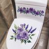 1/2pcs Romantic purple rose lavender toilet sticker PVC self-adhesive waterproof toilet decoration sticker