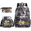 Large Capacity Schoolbag with Shoulder Strap; Student Three-piece Pencil Case Set