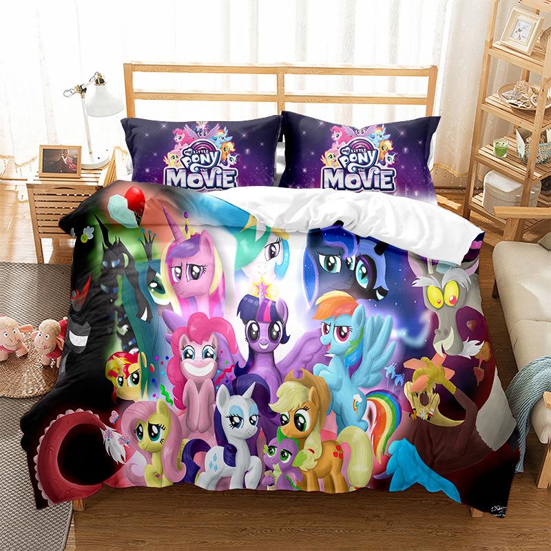 Sady povlečení My Little Pony Přikrývka Prošívaná přikrývka Přehoz na postel Povlak na peřinu Povlak na polštář Sady 2-3 kusů Dětské Velikosti pro dospělé Domácí dekorace