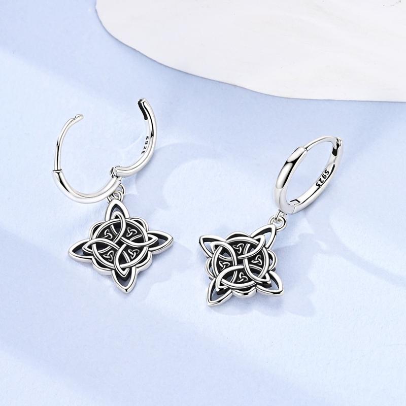 925 Silver Sterling Silver Bee Butterfly Flower Drop Hoop Earrings for Women Girl Ear Studs Fine Jewelry Fashion Anniversary