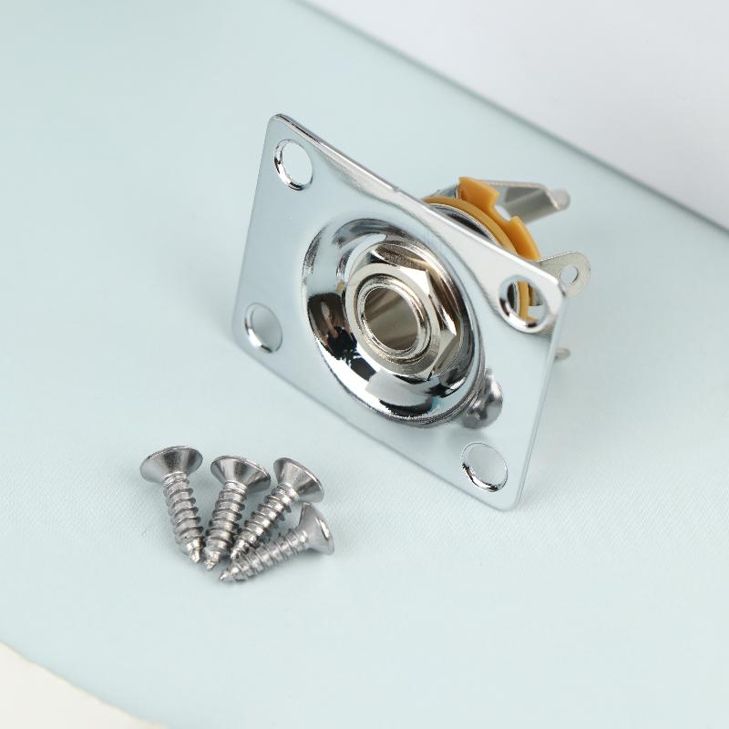 Electric Guitar Jack Output Plate Guitar Output Jack Plate Square Shape Metal Compact Guitar Jack Socket Plate Guitar серебряный
