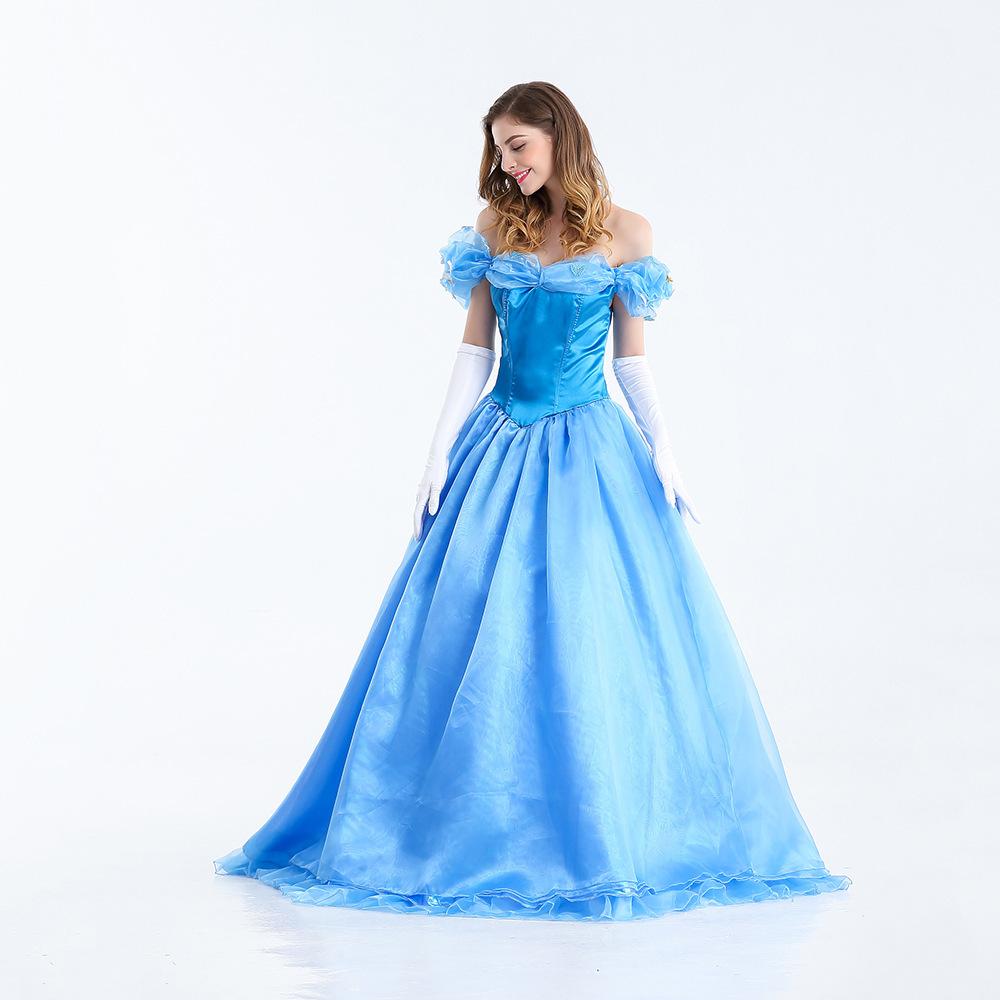 Blue Princess Dress Stage Costume Halloween Cosplay Costume Cinderella Costume