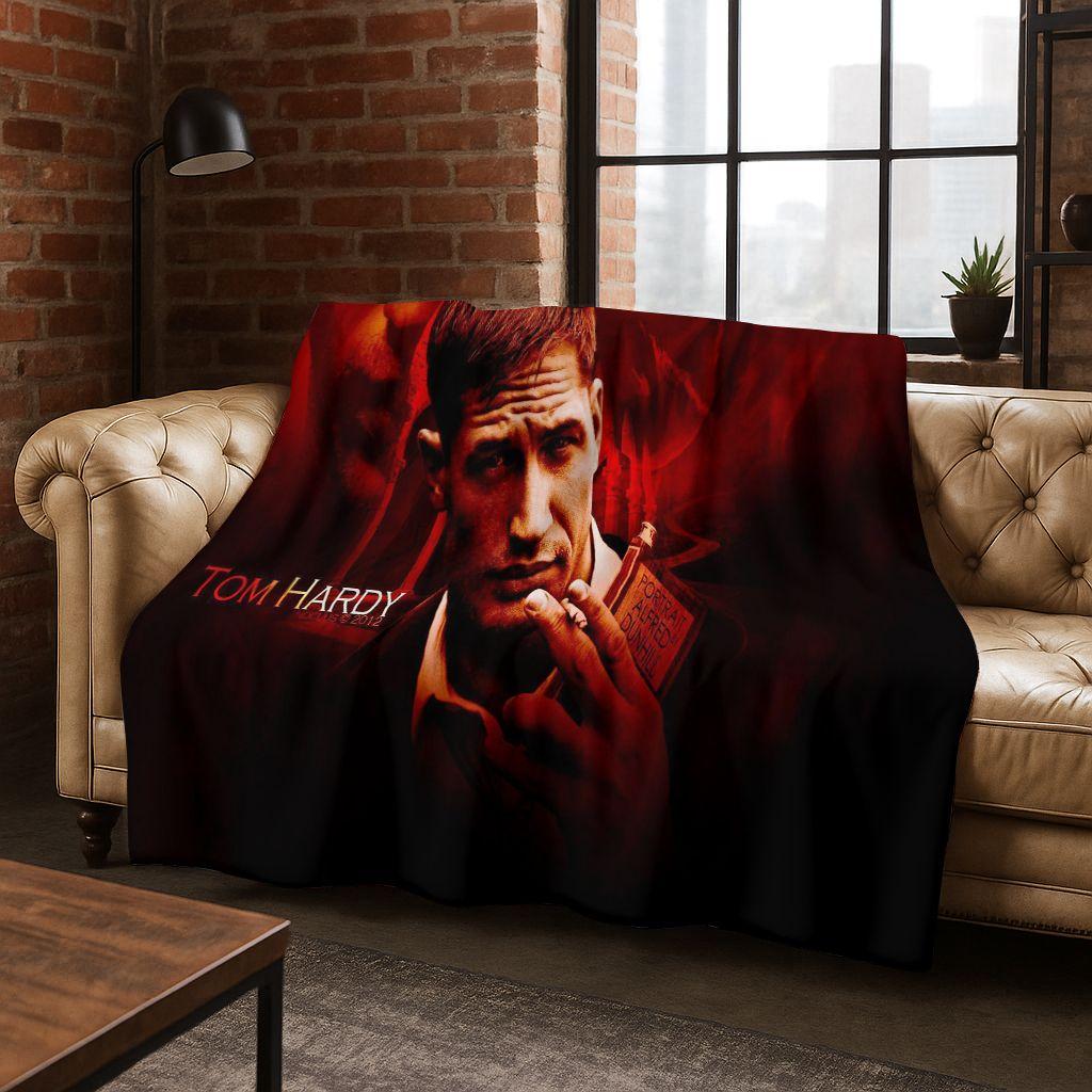 3D Tom Hardy Art Actor Star Flannel Blanket,Cozy Soft Throw Blanket for Home Bedroom Bed Sofa Picnic Office Cover Kids Gift