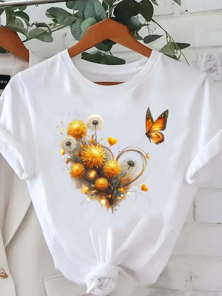 

(Asian Size) Women Tee Fashion Lady Clothing plant trend 90s Casual T Shirt Female Top Printed Graphic Short Sleeve T-shirts S