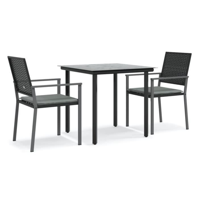 VidaXL Ensemble à manger de jardin 3 pcs coussins résine tressée acier 3187017