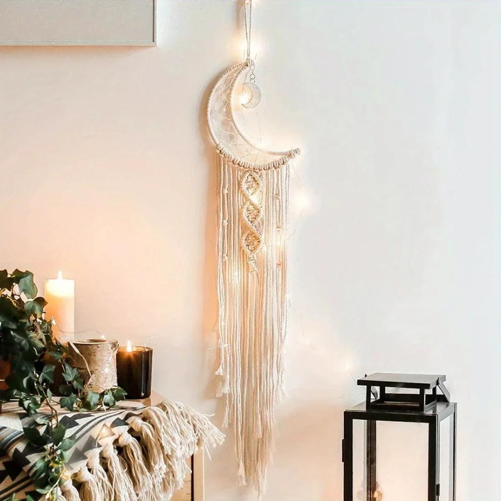 2pcs 1 Pc Wing +1 Pc Moon Tapestry Handcraft Symmetrical Design Woven Tapestry Bohemian Home Decor Angel Wings Macrame