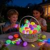 Glow In The Dark Easter Egg Set Light-Up Plastic Hatching Eggs for Holiday Party Decor Fluorescent Refillable Ornaments for Egg Hunts & Centerpieces