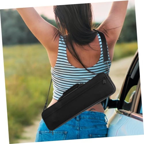 Offigam Flute Bag with Shoulder Strap, Compact Waterproof Carrying Case for Protecting Your Instrument, 39x10.5x7cm (Black)