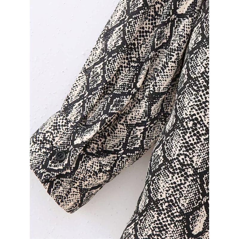 Kaslead New Arrival Women's Clothing Fashion Wind Animal Pattern Print Silk Satin Texture Shirt 1971170 038