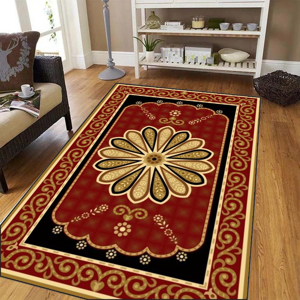 American Retro Living Room Decor Carpet Boho Bedside Rugs for Bedroom Large Area Non-Slip Mat Washable Lounge Rug Tapis