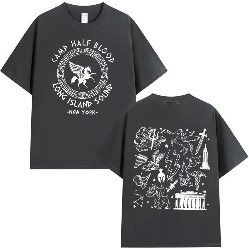 

Футболки Лагеря Полукровок Перси Джексона Лонг-Айленд Саунд Повседневная футболка с коротким рукавом Винтажный прилив Оверсайз 100% хлопковые футболки XL