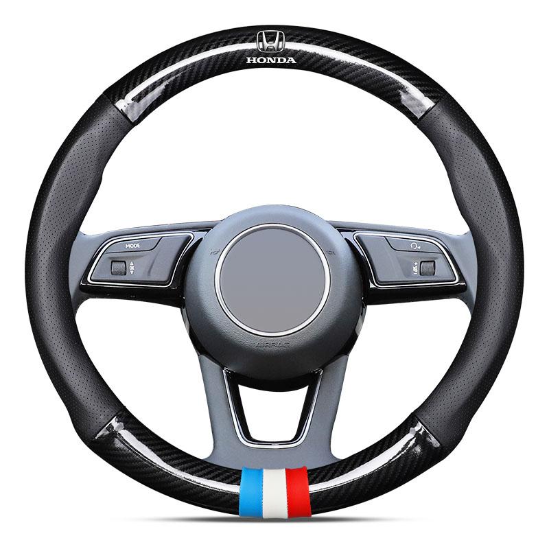 Car Steering Wheel Cover Breathable Anti Slip PU Leather Steering Cover For Honda Fit Mugen Insight Type S R VTEC DOHC Modulo Vezel Legend RR Si