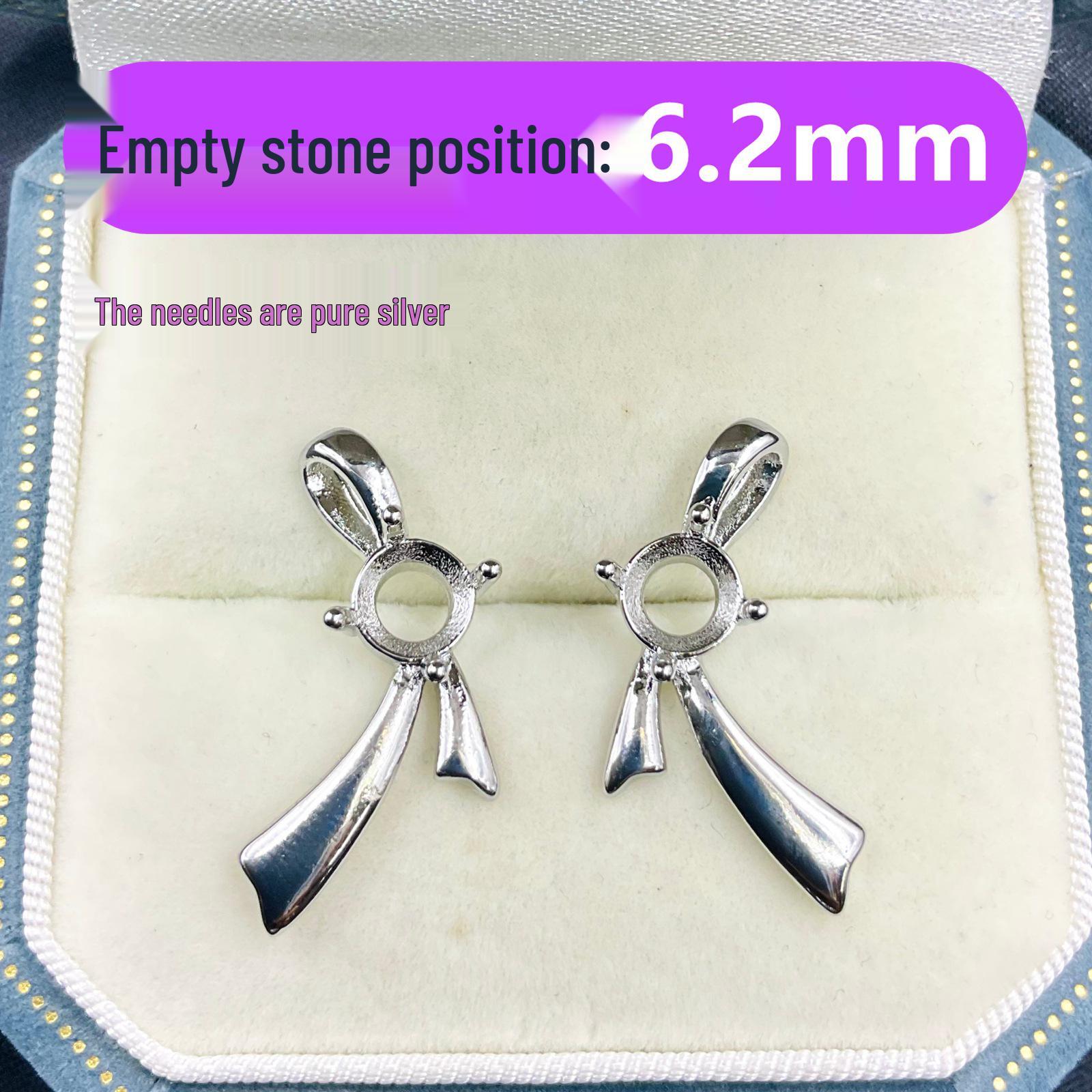 

Bowknot Stud Earrings with 6.2mm Round Chinese Diamond in S925 Sterling Silver