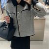 New Small Fragrance Style Short Doll Neck Contrast Color Celebrity Fashionable Temperament Commuting Single-breasted Woolen Coat for Women