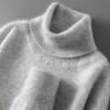 Men's Pure Wool High Neck Loose Knit Sweater for Autumn/Winter