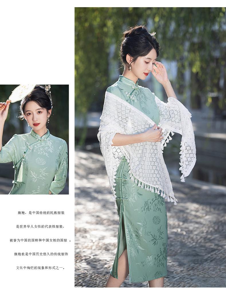 Two-color lace cheongsam 1011 spring new improved thin lady young dress
