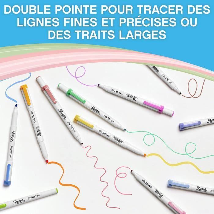 Kreativní fix - SHARPIE - S-NOTE DUO - 8 fixů - Pastelové barvy - Kulatý a seříznutý hrot