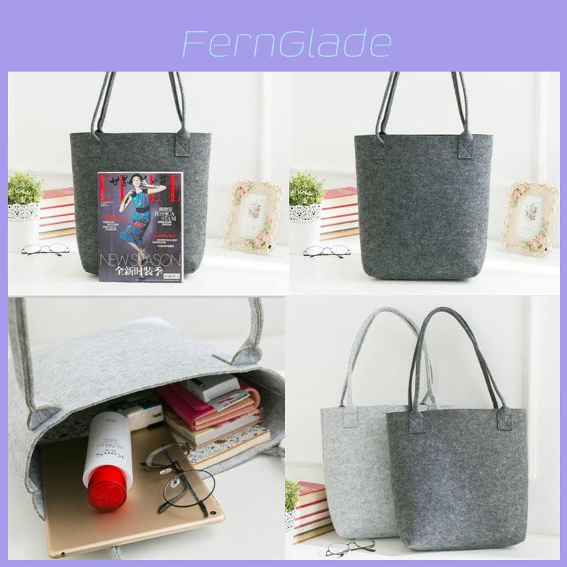 Stylish Gray Felt Shopper Bag With Durable Handles Perfect For Daily Use