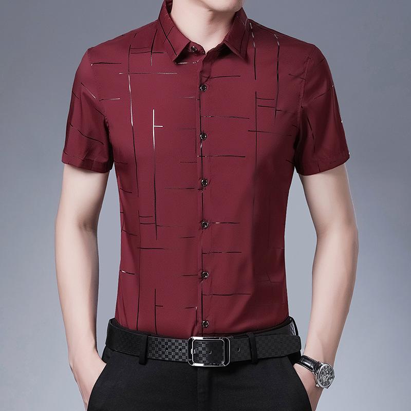 Summer New Men's Cardigan Short Sleeve Shirt Youth Lapels Thin Business Casual Shirt Shirt for Men