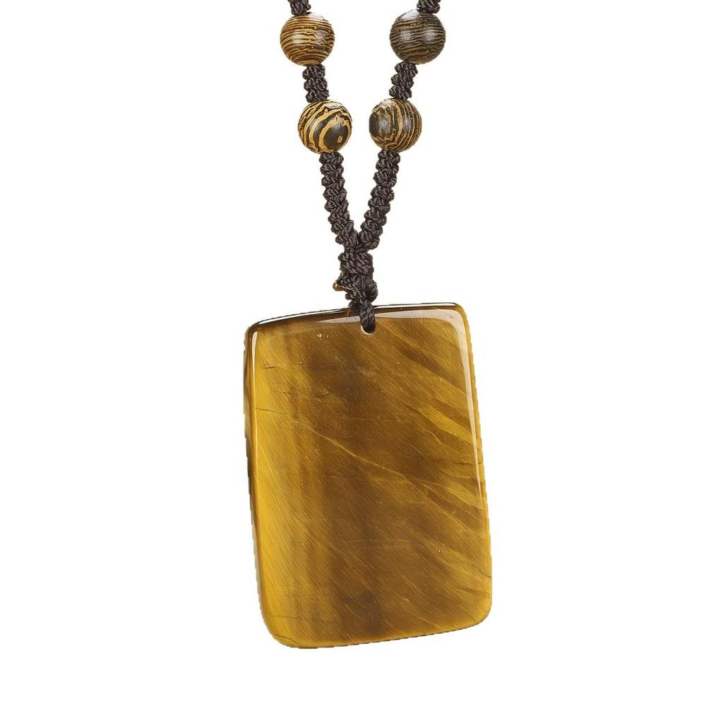 Men's Zodiac Tiger Pendant: Natural Tiger Eye Stone Necklace - Year of the Tiger, Fierce Tiger Design