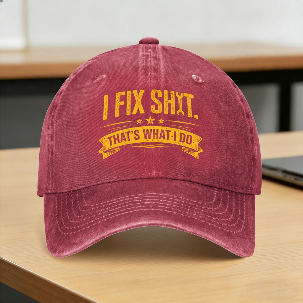 Washed Baseball Cap I Fix Shit That What I Do Summer Trucker Hat For Women Men  Y2K Cool Outdoor Sport Sun Baseball Caps