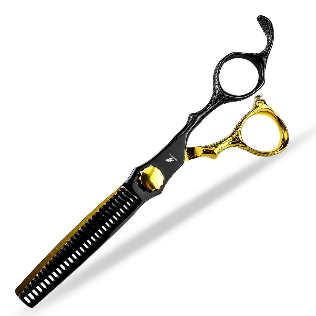 6.0 Inch Nepson Black And Gold Snake Handle Hair Scissors, Hair Scissors, Flat Scissors, Bangs Scissors, Tooth Scissors