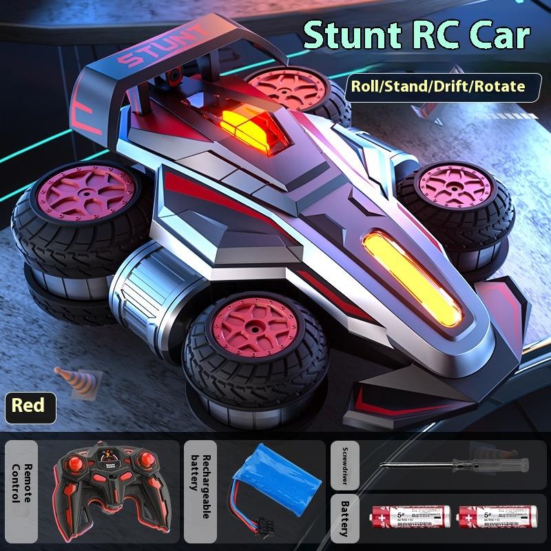 Stunt Remote Control Transformation Car Side Standing, Walking 360 Degree Rotation High-Speed Drift Rolling, Music Lighting Toy красный