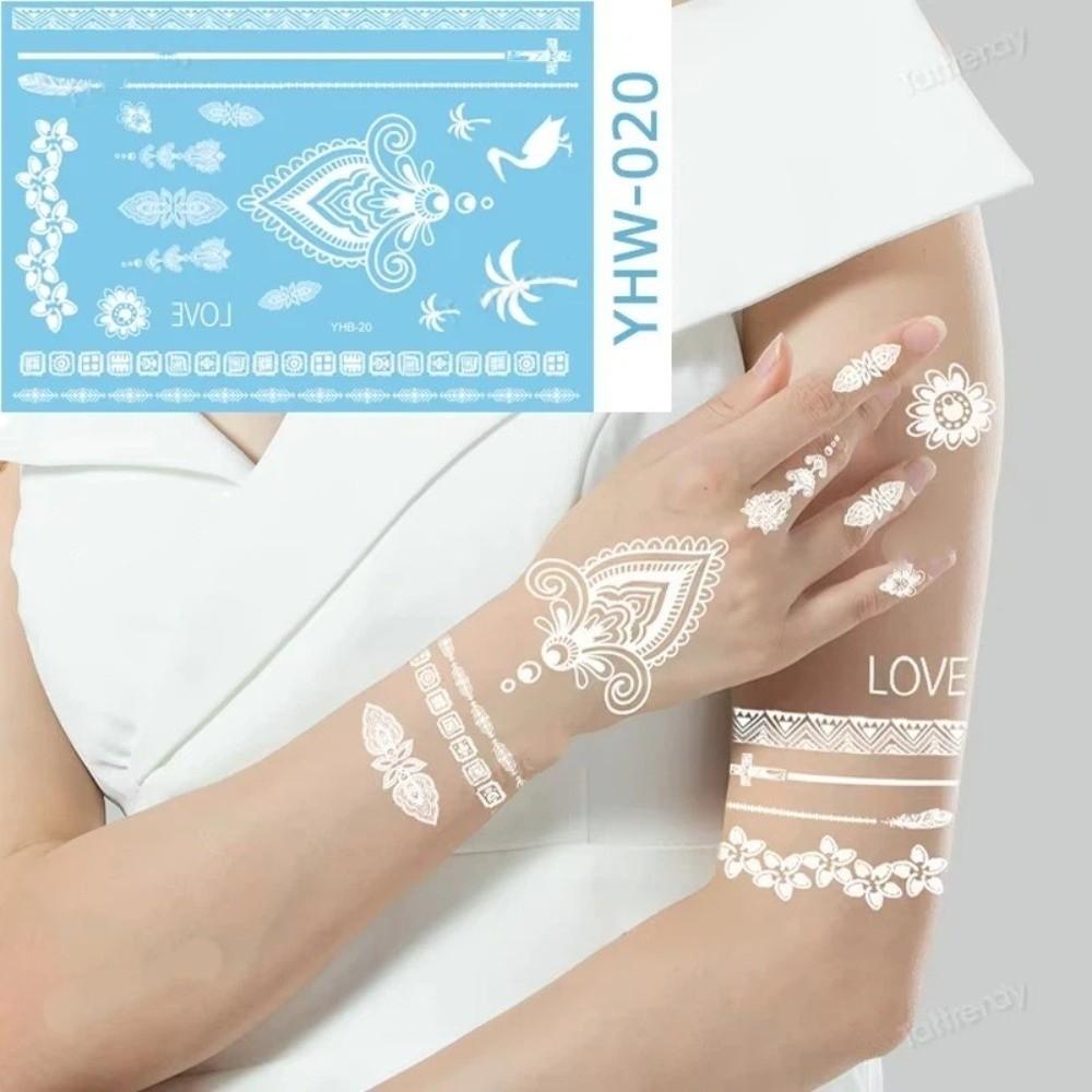 Lace Flower White Tattoo Stickers Long-lasting Butterfly Tattoo Stickers Women Men