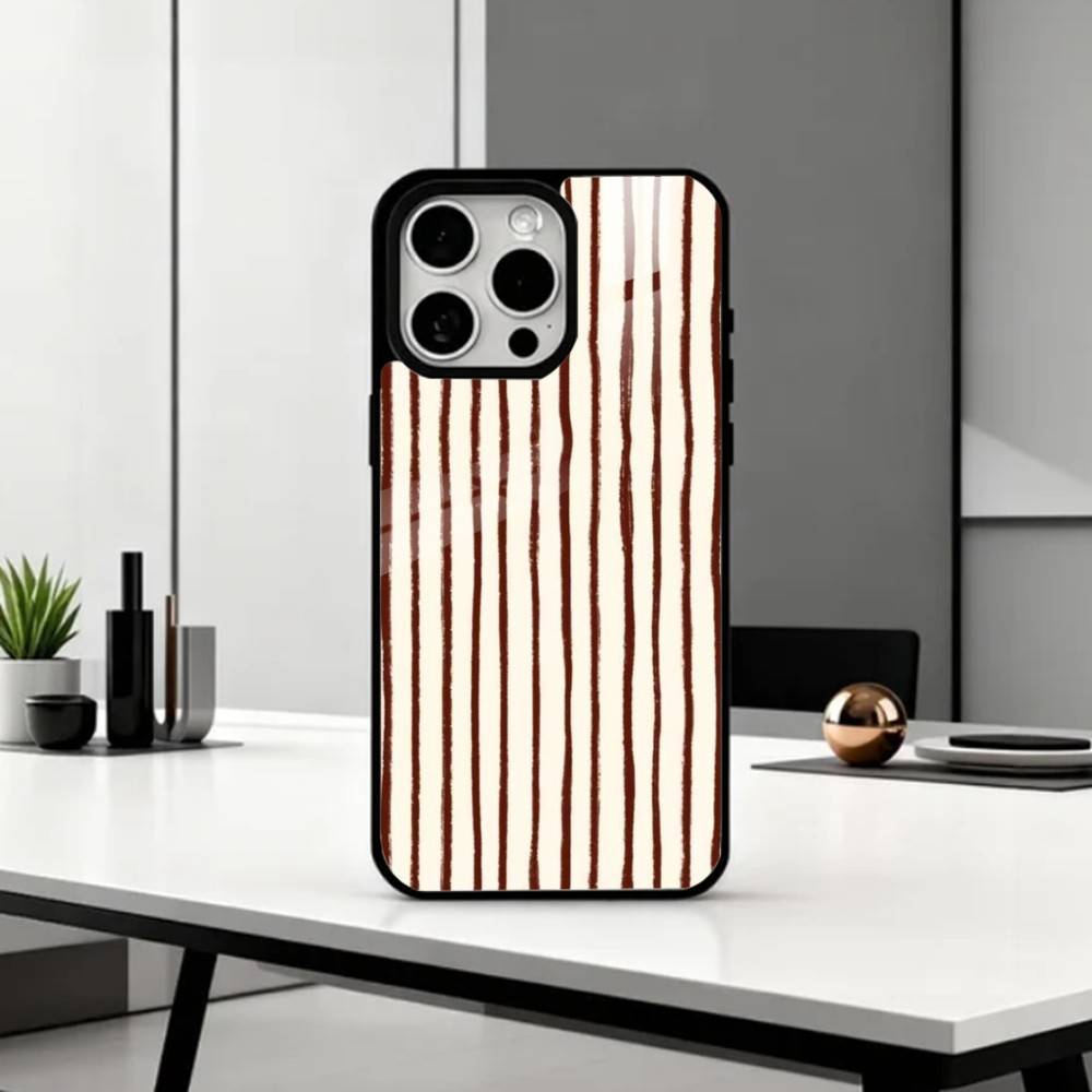 B-Burgundy White Stripe Phone Case For iPhone17,16,15,14,13,12,11 Plus,Pro Max Magnetic For Magsafe Wireless Charging