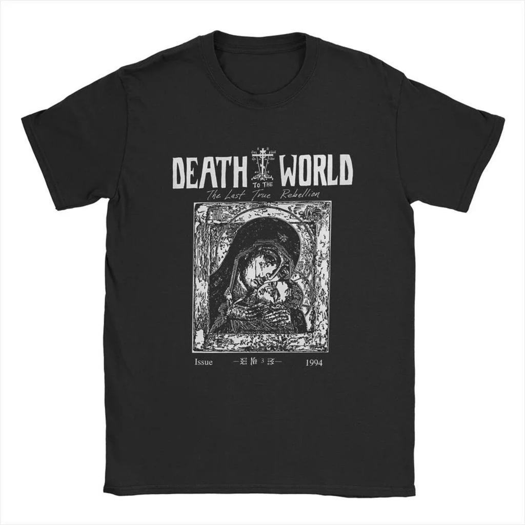 Vintage Russian Orthodox Saying Inscriptions Skull T-Shirts Men O Neck Cotton T Shirt Death To World Tee Plus Size Clothing