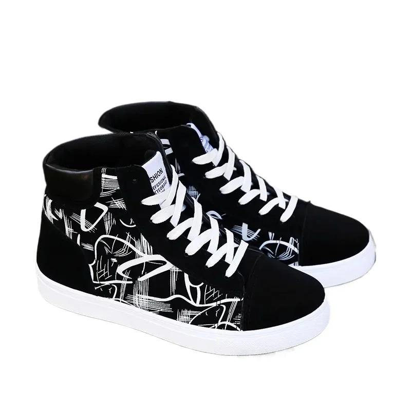 Fashion High Top Canvas Shoes for Men Fashion Platform Sneakers Spring Winter Male Casual Vulcanized Shoes Student Tenis Masculino
