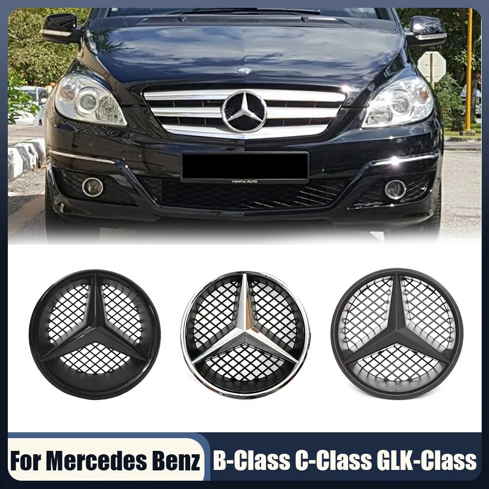 For Mercedes Benz B C GLK-Class 2008-2014Chrome Silver And Gloss Black OE Style Front Grill Star Emblem Chrome Logo Badge