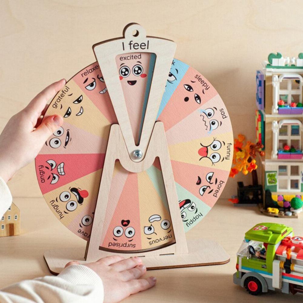 Toddler-Friendly Wooden Feelings Wheel Portable Feelings Chart Ornaments  Kids Social Emotional