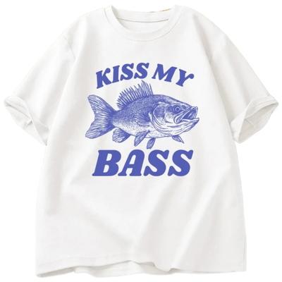 Retro Fishing TShirt Kiss My Bass Tee Funny Women Dad Grandpa Fishing Tshirt OutdoorsUnisex Humor Top FisherUnisex Gift Clothes Tshirt