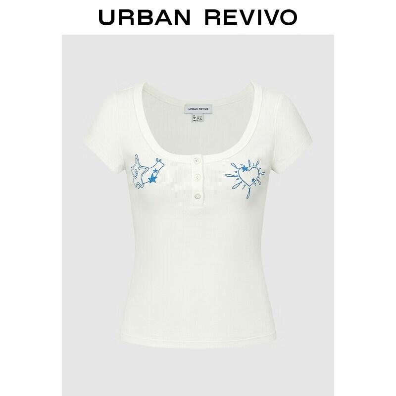 UR Women s Embroidered Half-Placket T-Shirt M