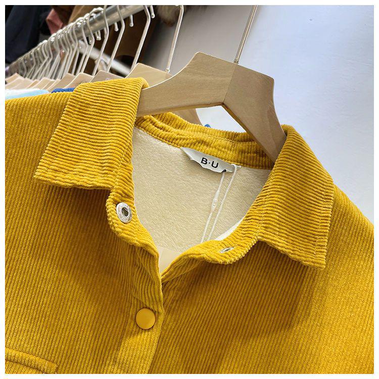 Women's Velvet Corduroy Shirt Jacket - Simple & Fashionable, Perfect for Spring and Autumn