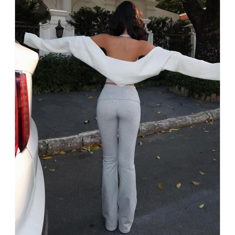 Damen Sommer Street Shooting Hängender Hals Rückenfreie Weste Schlanke Lange Hosen Set