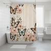 Modern Floral Printed Bathtub Curtain Metal Buttonhole Bath Sheer  Dormitory