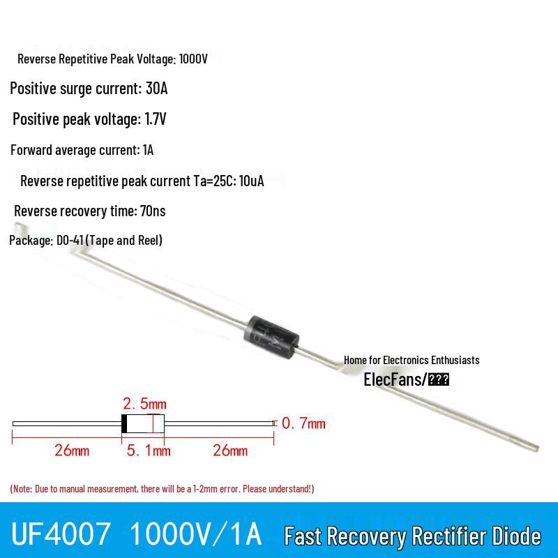 Plug-in Diode Switch/Rectifiers 1N4007, 5408, 1N5819, 1N4148, 5822, 6A10, 10A10