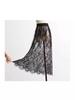 2025 Autumn/Winter French Retro Lace High-Waisted See-Through Slimming Loose Midi Skirt for Women