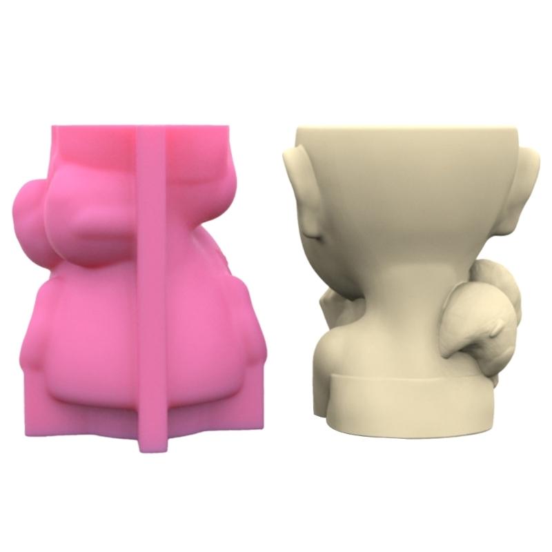 Cute Portrait Gypsum Flower Pot Silicone Mold Epoxy Resin Casting Mold Succulent Vase Cement Clay Mold Pen Holder Mold